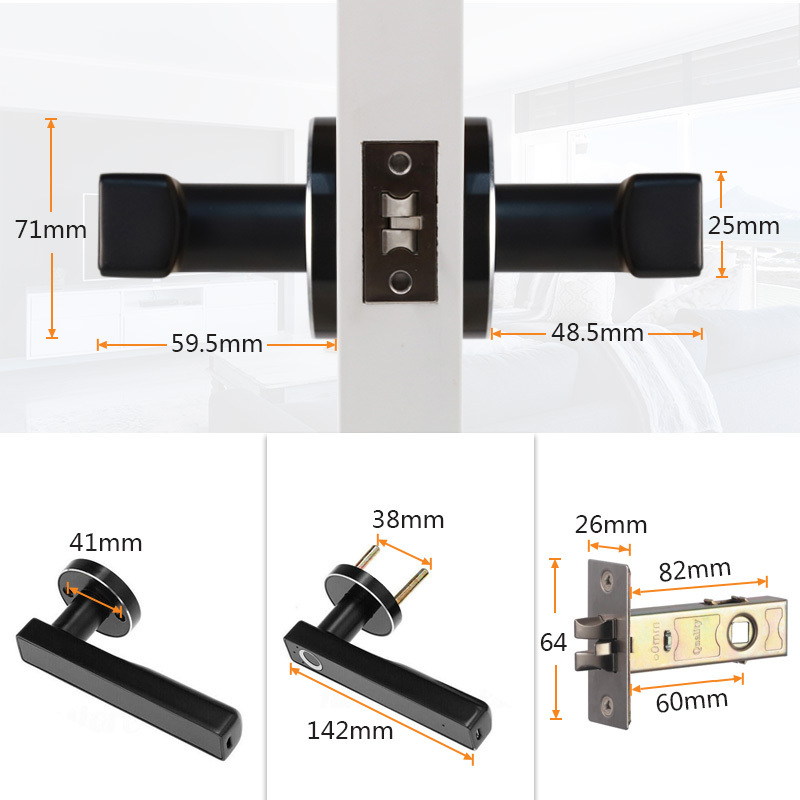 Tuya APP Mini Door Electronic Lock Electric Key Security Finger Print Handle Lock For Home