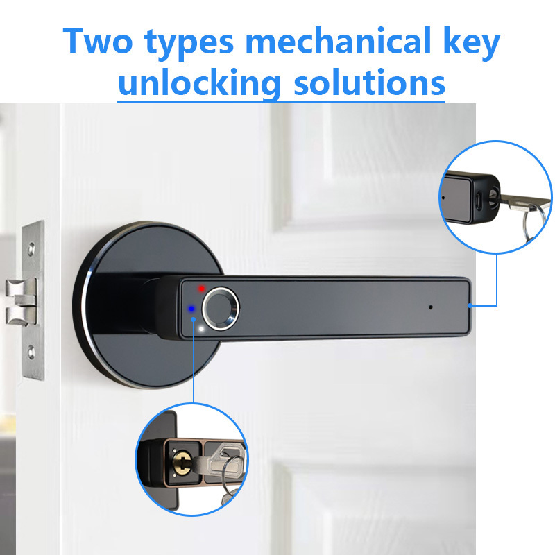 Tuya APP Mini Door Electronic Lock Electric Key Security Finger Print Handle Lock For Home