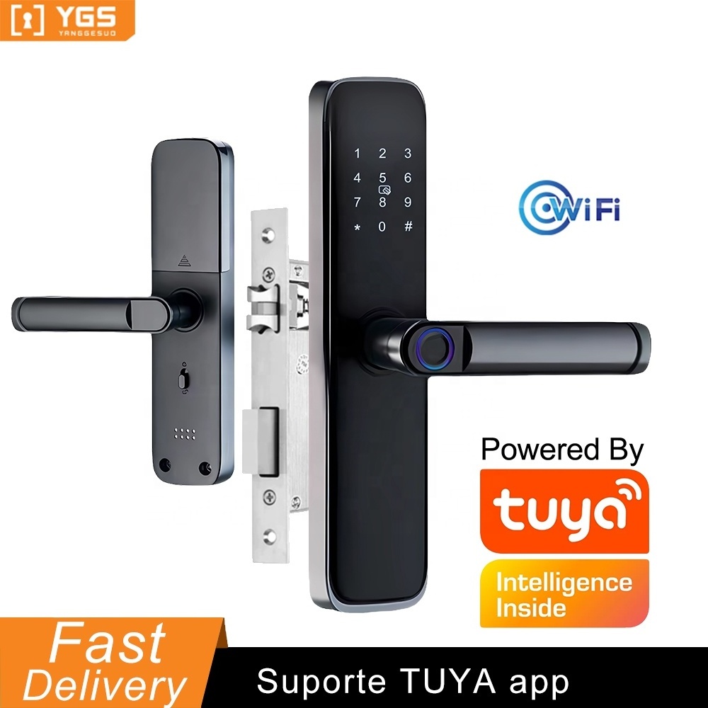 Aluminum Alloy Biometric Lock Tuya App Smart Door Lock fingerprint door handle Digital Keyless lock