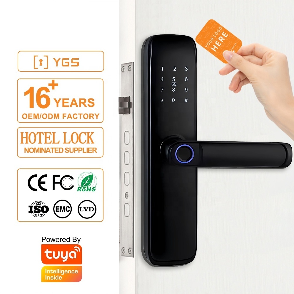 Aluminum Alloy Biometric Lock Tuya App Smart Door Lock fingerprint door handle Digital Keyless lock