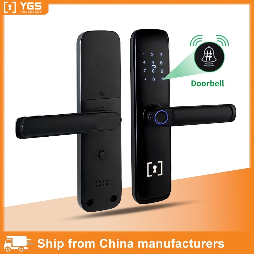 Aluminum Alloy Biometric Lock Tuya App Smart Door Lock fingerprint door handle Digital Keyless lock