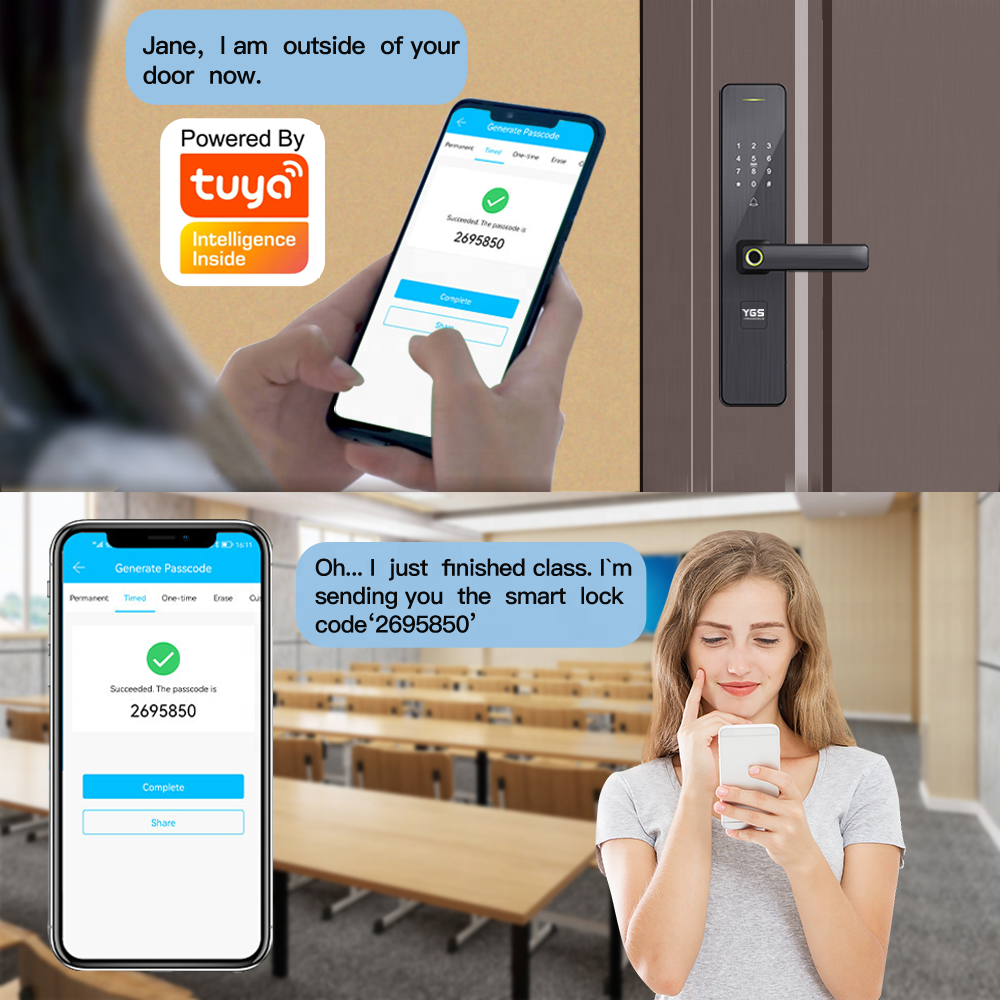 Fingerprint Locks Finger electronic  Biometric Handle Home Locker Apartment TUYA Smart front office Door Lock