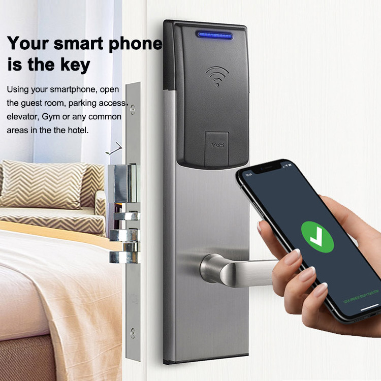 YGS Smart Rfid Card Encoder Electronic Door Handle Lock Hotel Door Locks With Management Software System  Hotel Lock