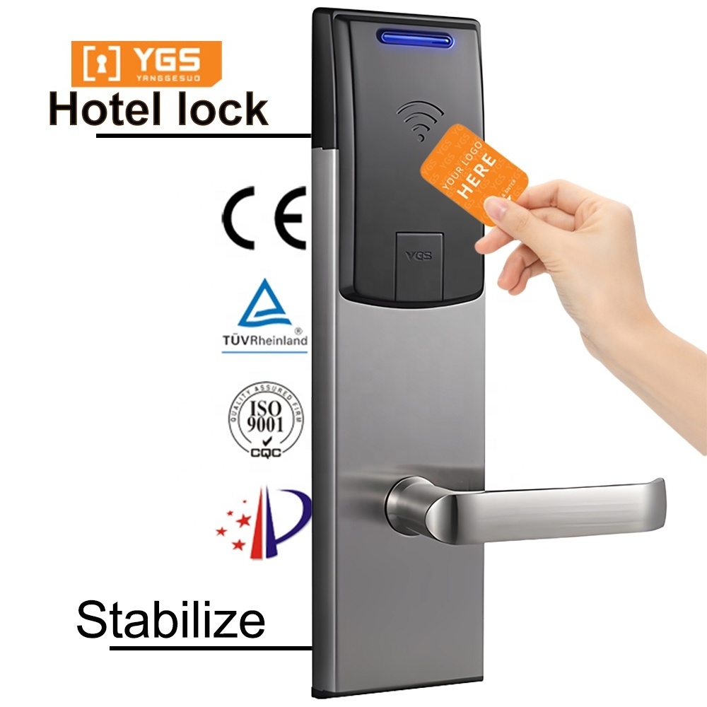 YGS Smart Rfid Card Encoder Electronic Door Handle Lock Hotel Door Locks With Management Software System  Hotel Lock