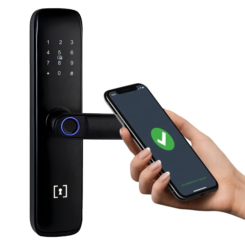 Guangzhou Hardware Digital Fingerprint Tuya App Smart door lock Key Card Reader Password Front Door Smart Lock 5085 Mortise