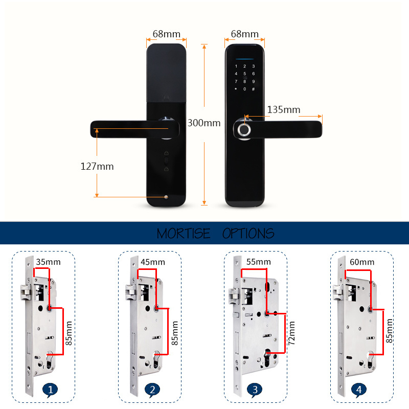 Smart Door Lock Zigbee Blue-tooth 5.0 Homekit Unlock Fingerprint Smart Door Lock for mr Aqar Key Card Homekit Door Lock