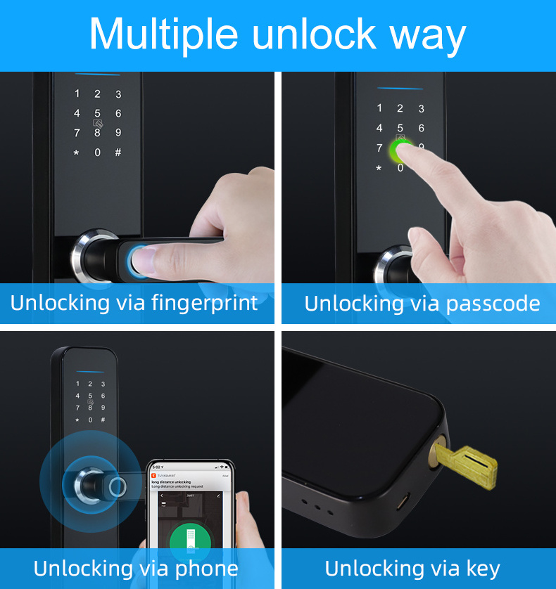 Smart Door Lock Zigbee Blue-tooth 5.0 Homekit Unlock Fingerprint Smart Door Lock for mr Aqar Key Card Homekit Door Lock