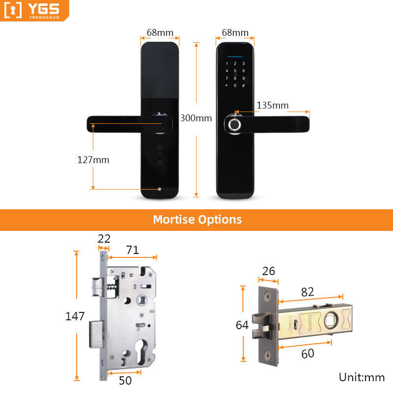 Home apartment app control wifi tt lock fingerprint keyless deadbolt smart entry door lock handle