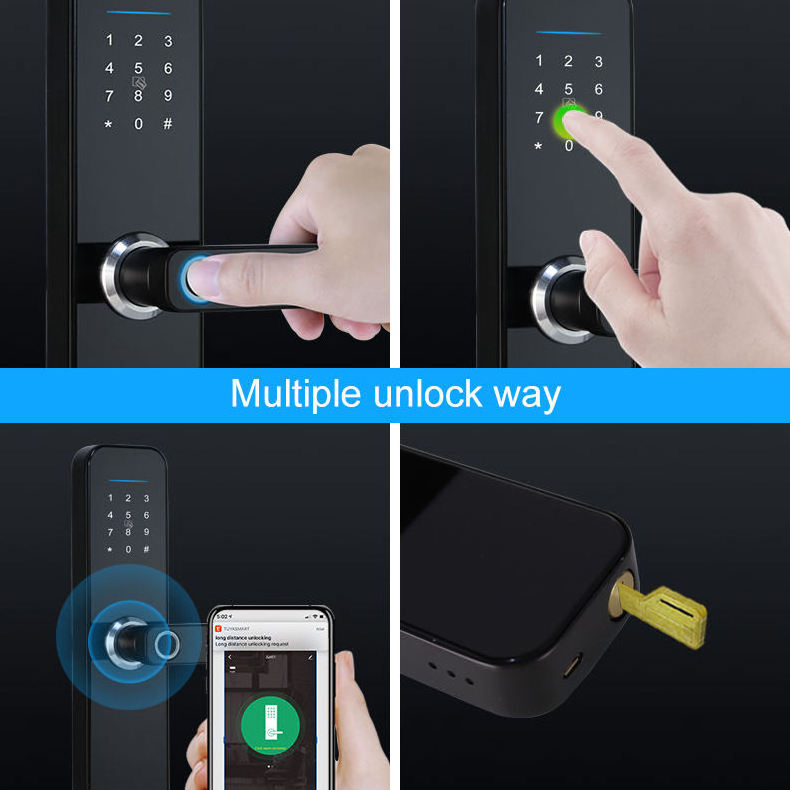 Home apartment app control wifi tt lock fingerprint keyless deadbolt smart entry door lock handle