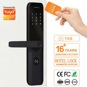 Wood Door Smart Locks Tuya Smart WiFi Digital Door Lock Code RFID IC Card Smartphone App Unlock Biometric Fingerprint Smart Lock