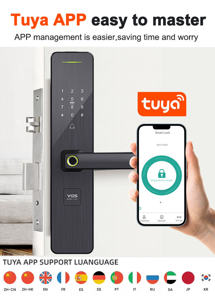 Smart Fingerprint Door Lock Temporary Password Keyless Electronic Cerradura Inteligente Smart APP Door Lock Tuya Smart Lock