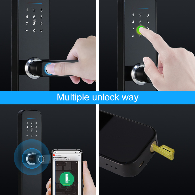 Home Electronic Smartphone APP TTlock Wifi Digital Tuya Smart Lock Fingerprint Door Lock Keyless Smart Door Handle Lock