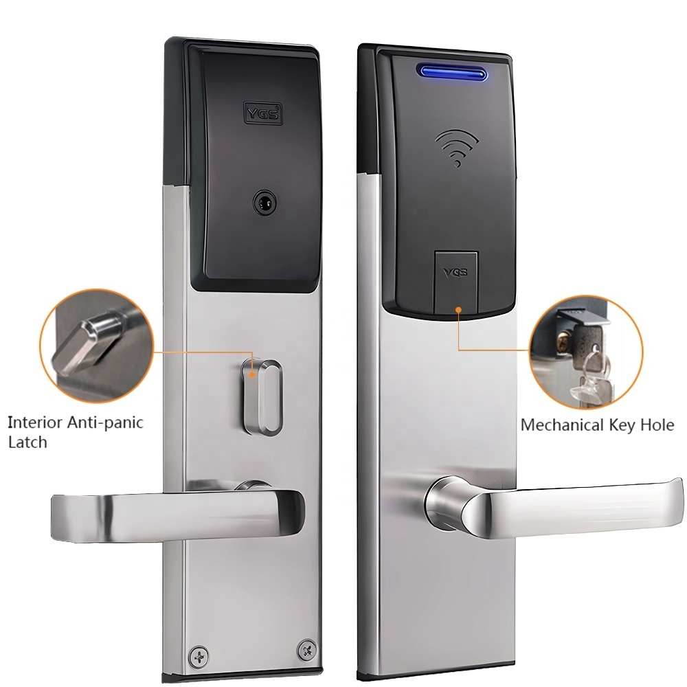 YGS Apartment Waterproof 304 Stainless Material Key RFID Card Electronic Hotel Lock With Security System