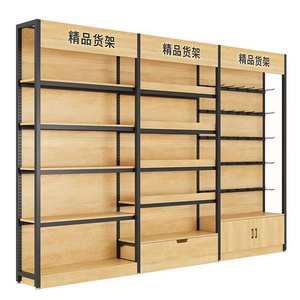 Heavy Duty Steel Display Stand Shop Commissary Convenience Store Snack Wooden Supermarket Shelves