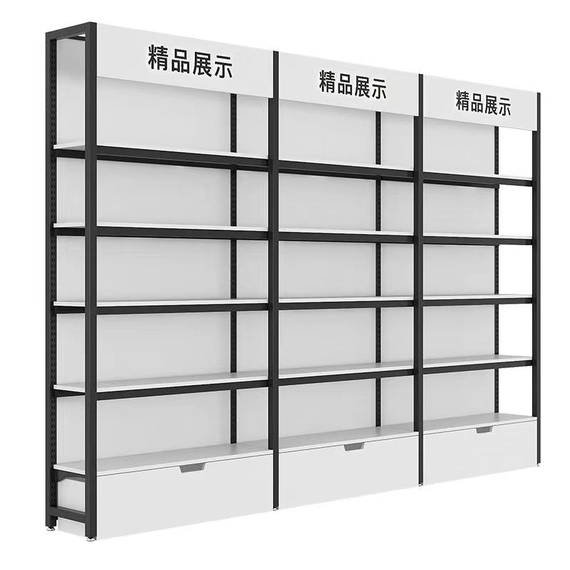 Heavy Duty Steel Display Stand Shop Commissary Convenience Store Snack Wooden Supermarket Shelves