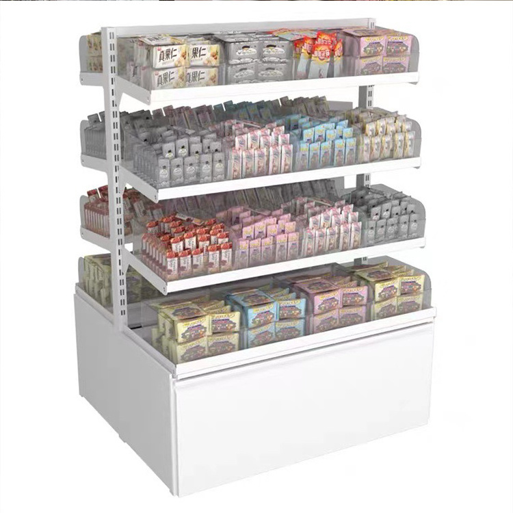 Custom Metal Grocery Shelves Stand Racks Snack Display Rack Gondola Supermarket Shelving