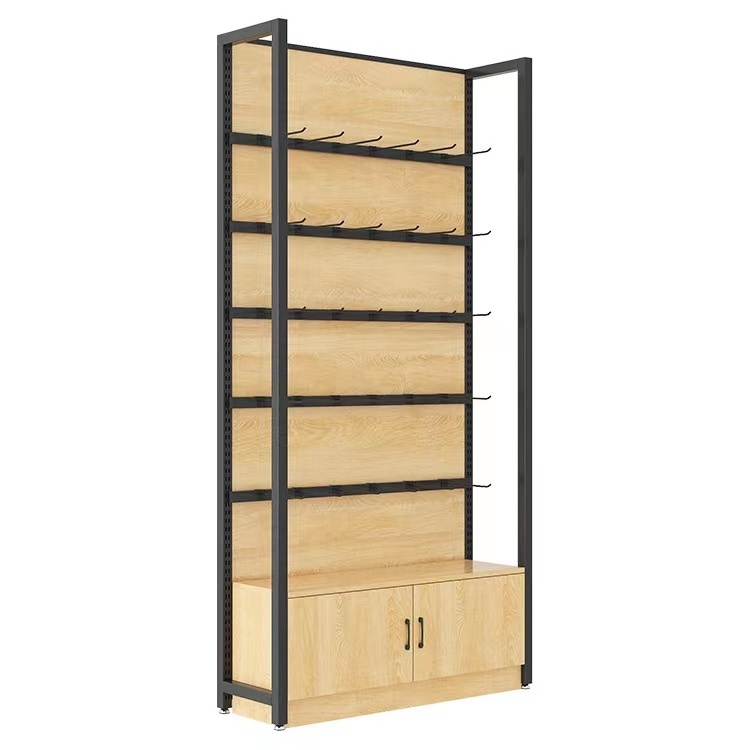 Heavy Duty Steel Display Stand Shop Commissary Convenience Store Snack Wooden Supermarket Shelves