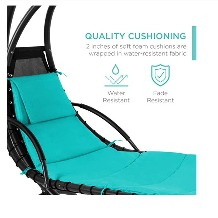 Patio Chair Hanging Chaise Lounger Chair Floating Chaise Canopy Swing Lounge Chair Hammock Arc Stand Air Porch Stand orange