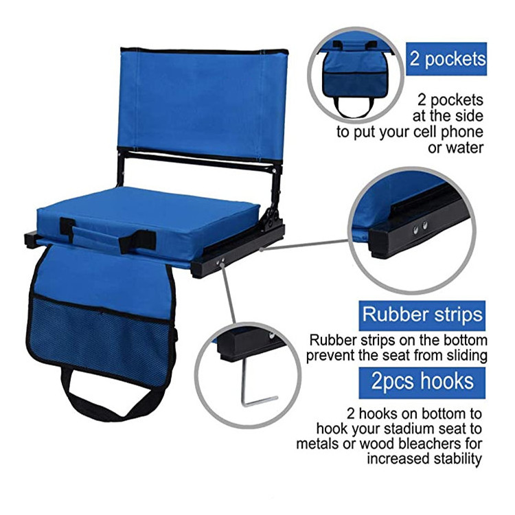 Light weight Adjustable Portable Soccer Stadium Seat chair with Padded Cushion