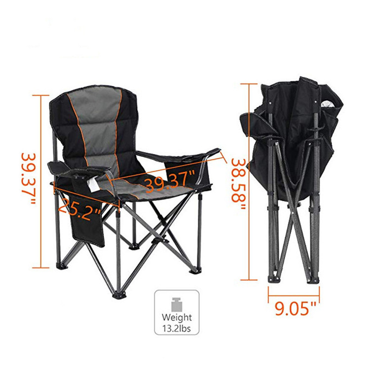 Oversized Camping Chair For Adults ,Padded Arm Chair with Cup Holder ,Quad Lumbar Back Chair Portable for Outdoor