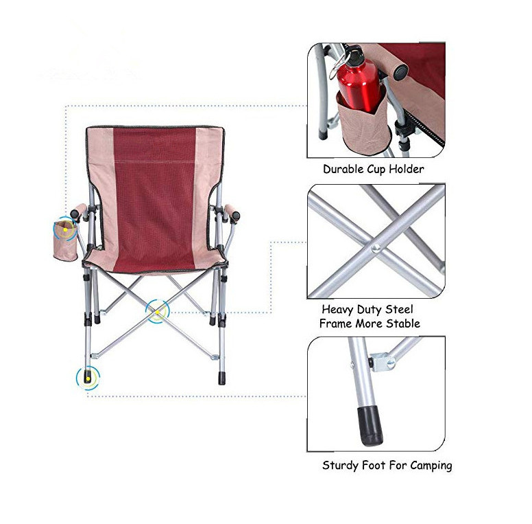 CAMP Heavy Duty Folding Camping Hard Arm Chair Quad Camp Chairs Support 300lbs with Carry Bag