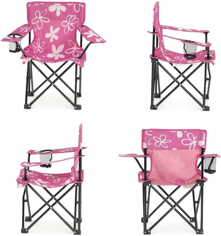 YG-K038 Outdoor Beach Quad Camping Tailgate Chair Girls Pink Folding Travel Lawn Chair