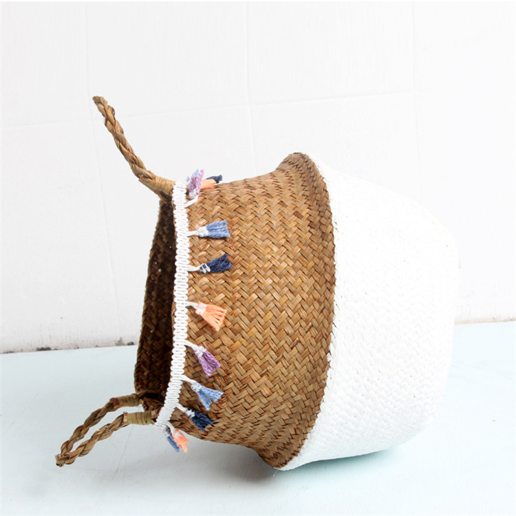 Macrame foldable Wicker Rattan Decorative Storage Basket Holder Home Organiser Basket Boho Decor Panier Osier(S)