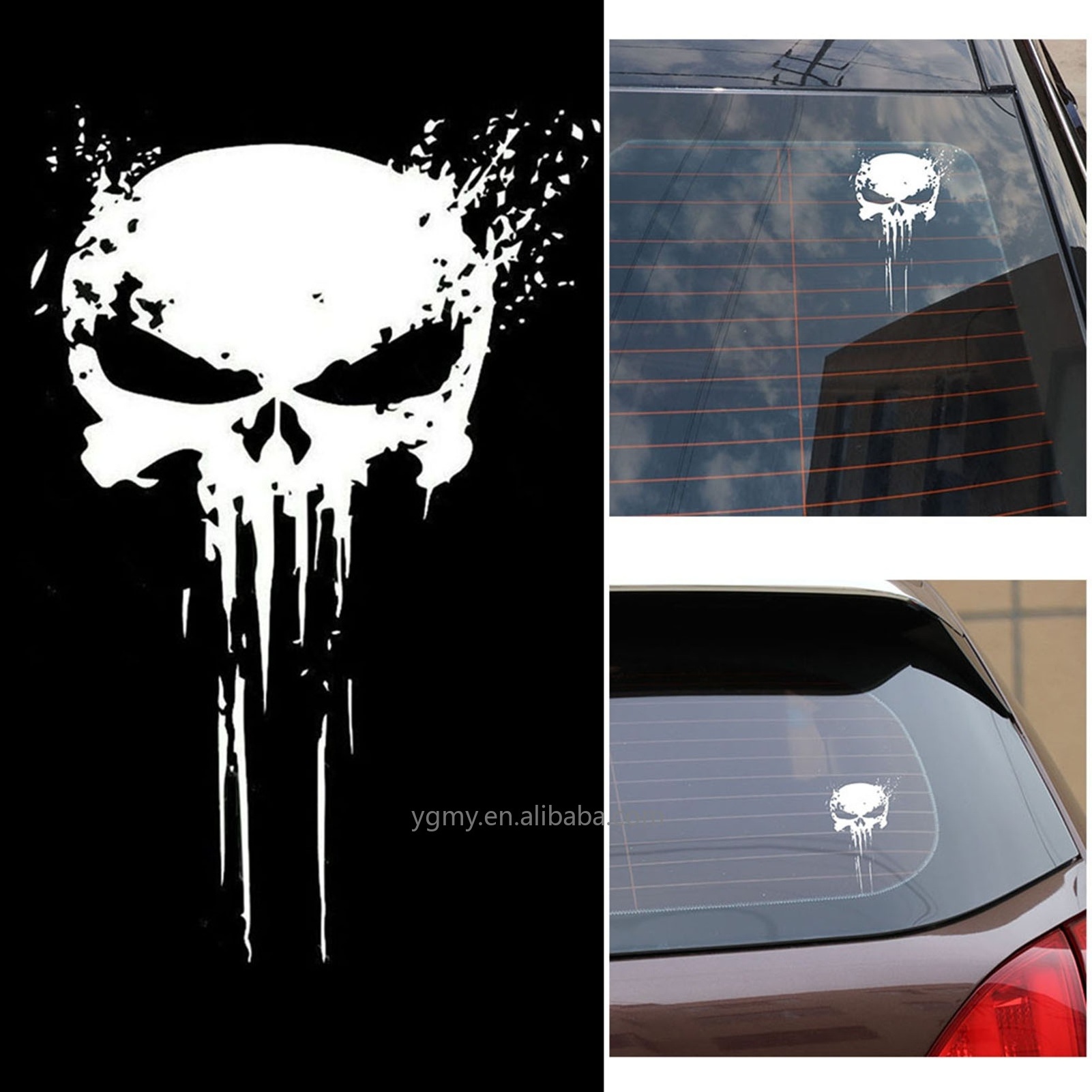 15*10cm 3D Punisher Skull Blood Sticker Car Stickers And Decal Car Vinyl Reflective Sticker Car Styling Decoration Accessories