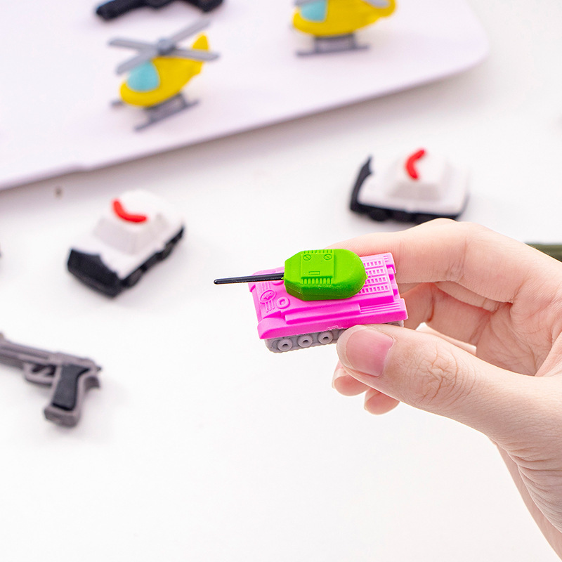 Hot Sell Novelty Mold Gun Tanks Rubber Eraser For Boys Kids Creative Kawaii Stationery School Supplies Papelaria Gifts