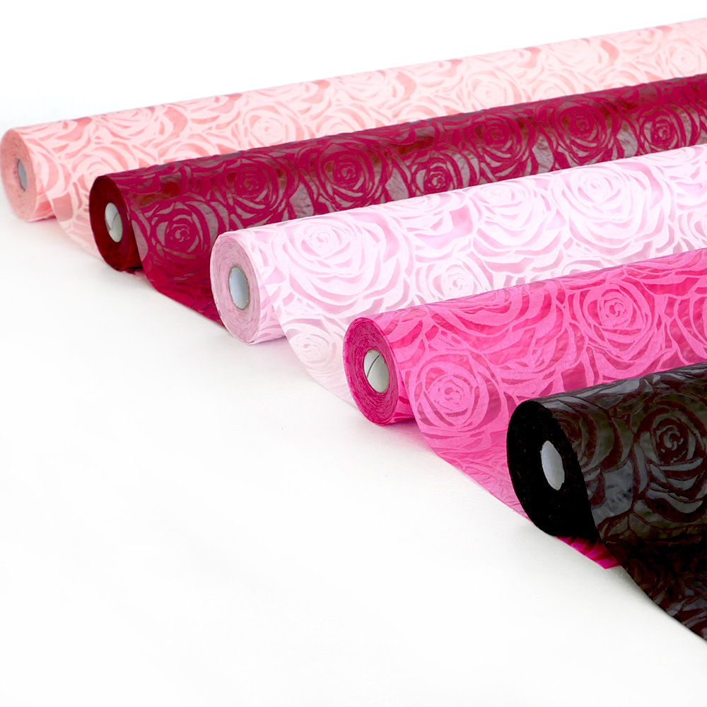 Bouquet wrapping paper PP embossed big rose flower wrapping paper spot wholesale flower packing materials