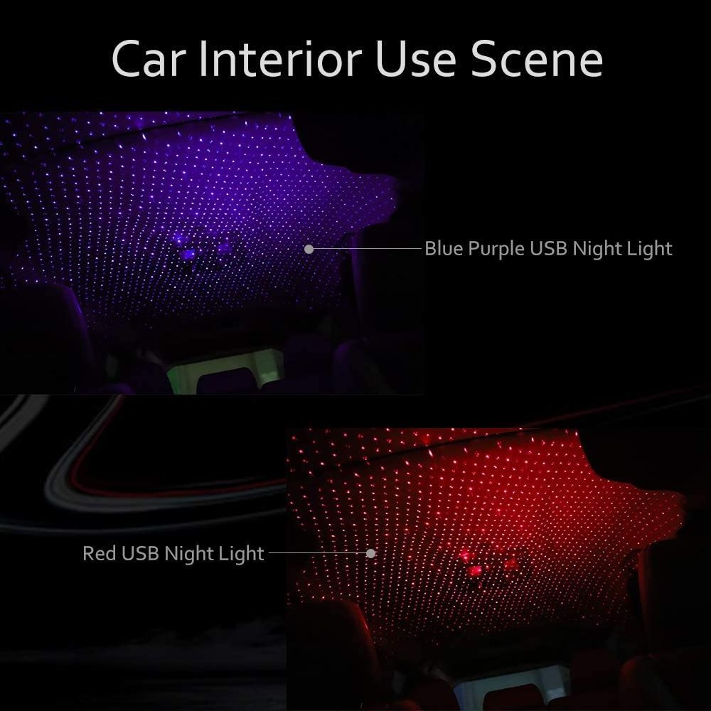 LED Starry Sky Night Light 5V USB Powered Galaxy Star Projector Lamp for Car Roof Room Ceiling Lights Decor Plug and Play