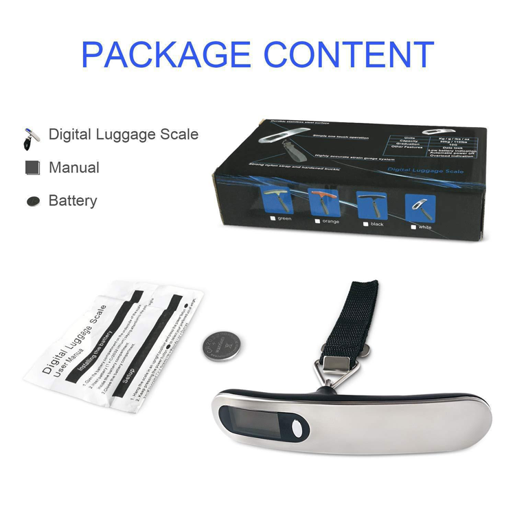 Stainless Steel LCD Display Hanging Suitcase Weighing Portable Travel 110lb 50kg Weight Electronic Digital Luggage Scale