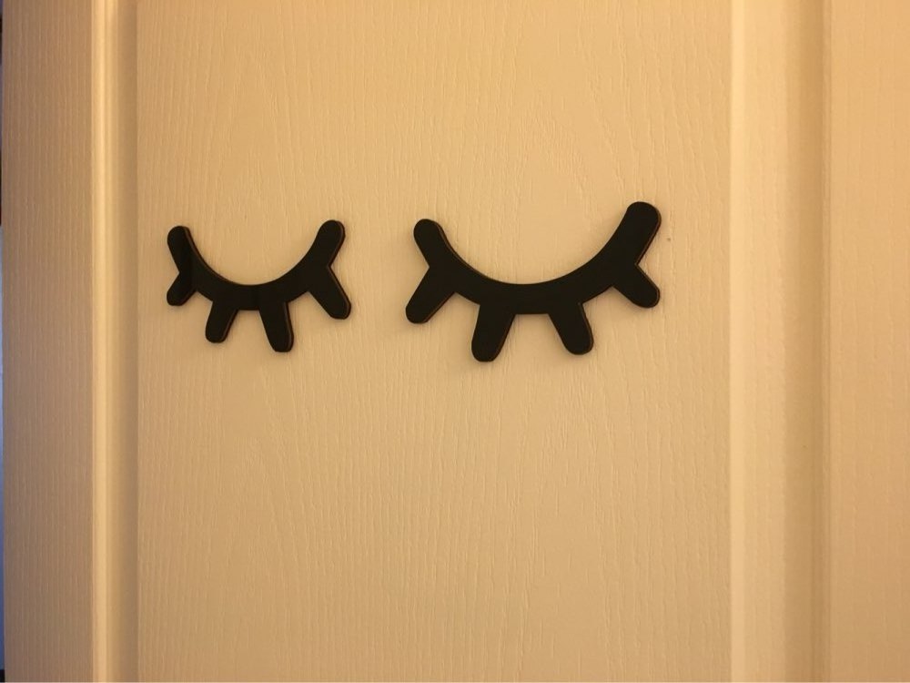 Cartoon 3D Wood Wall Sticker DIY Cute Eyelash Closed Eye Wall Decal Home Living Room Decoration