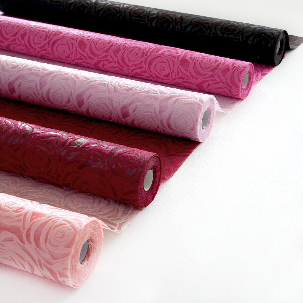 Bouquet wrapping paper PP embossed big rose flower wrapping paper spot wholesale flower packing materials