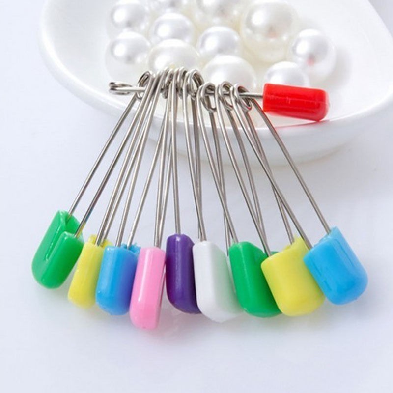 Plastic Head Safety Pins Infant Kids Cloth Locking Brooch Buckles Colorful Safety Pins