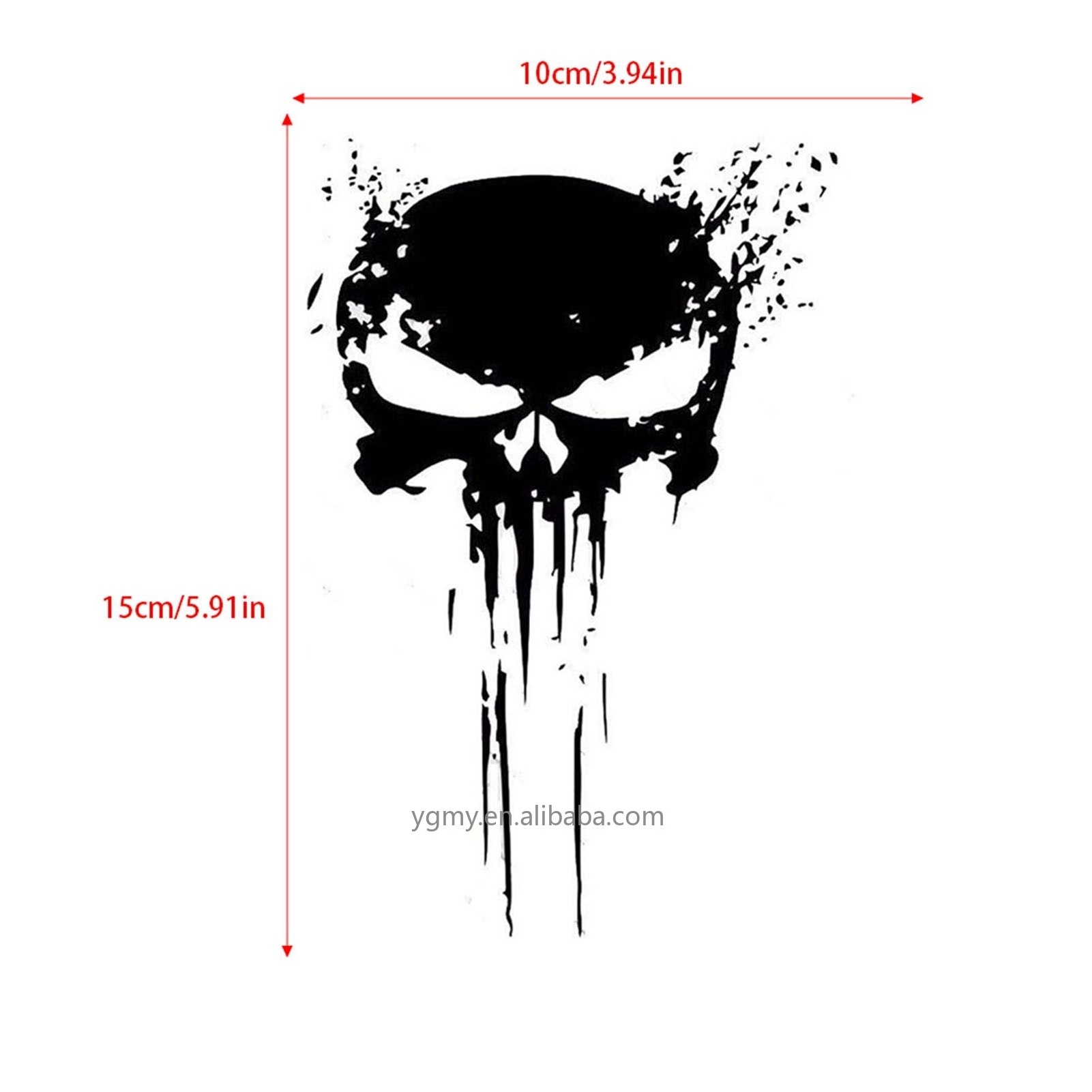 15*10cm 3D Punisher Skull Blood Sticker Car Stickers And Decal Car Vinyl Reflective Sticker Car Styling Decoration Accessories