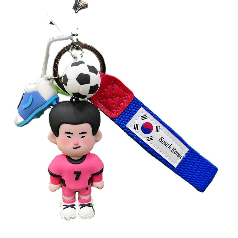 Creative cartoon car key jewelry football peripheral key chain Ronaldo Messi wholesale player star athlete keychain