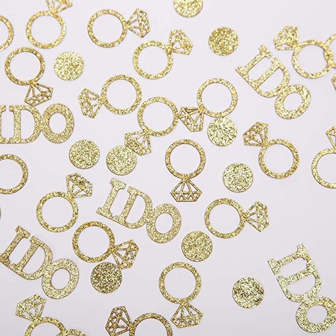 Gold Wedding Table Confetti Glitter Paper Diamond Ring I Do Engagement Party gold glitter confetti wedding confetti