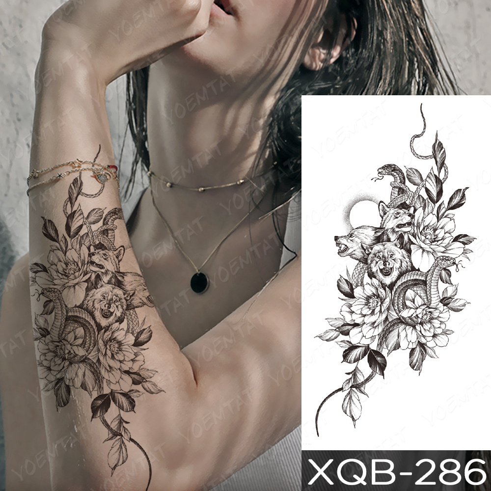 Waterproof Temporary Tattoo Sticker I Love You Flash Tattoos Lip Print Butterfly Flowers Body Art Arm Fake Sleeve Tatoo Women