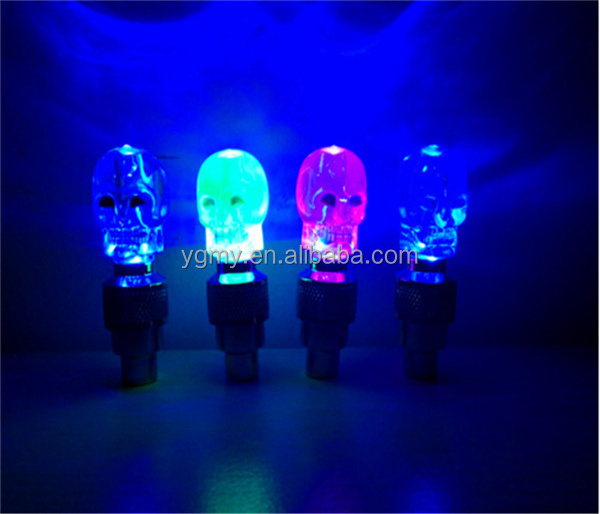 Skull MIX LED Flash Light Neon Lamp Night Bike Car Tire Tyre Wheel Valve Caps