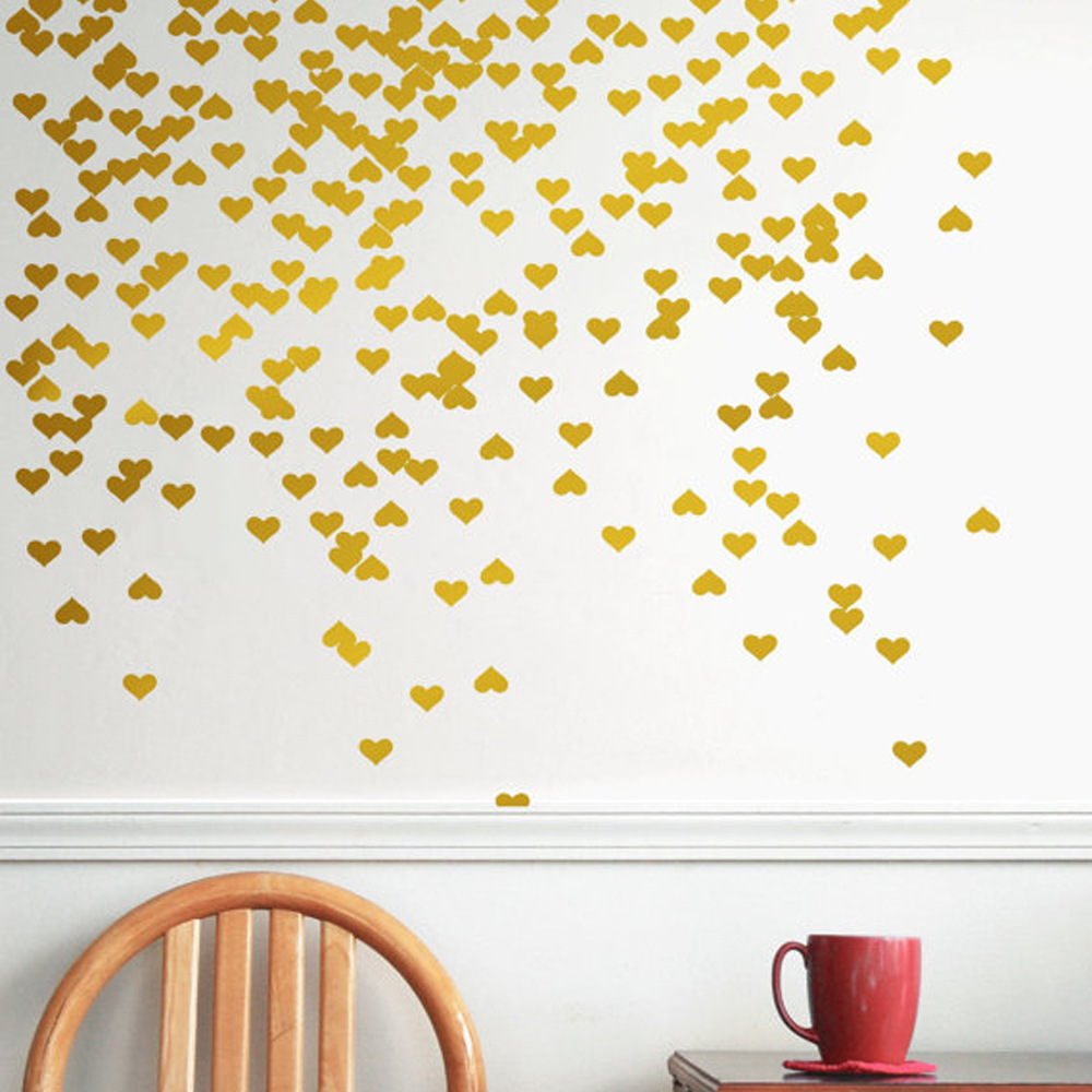 Metallic Gold Wall Stickers Heart-shaped pattern vinyl wall decals nursery art decor Little Hearts Stickers