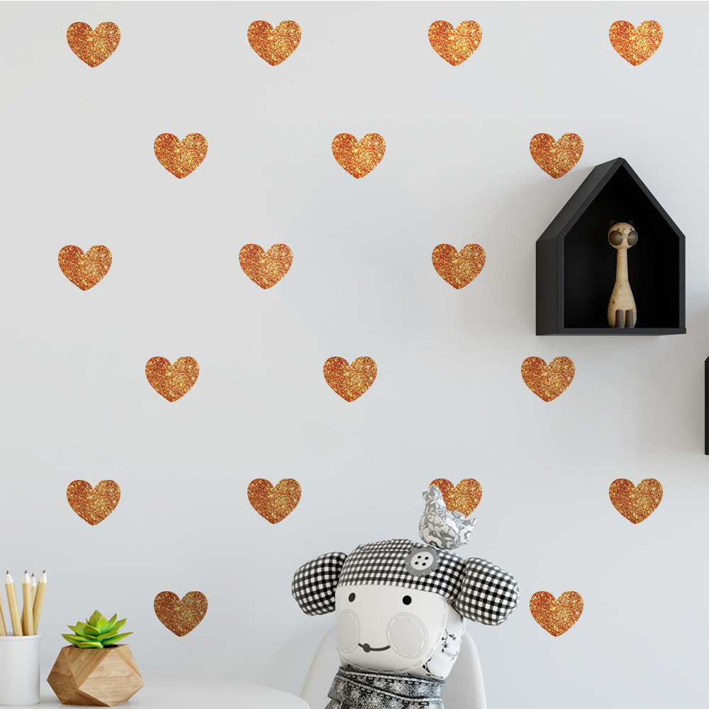 Metallic Gold Wall Stickers Heart-shaped pattern vinyl wall decals nursery art decor Little Hearts Stickers