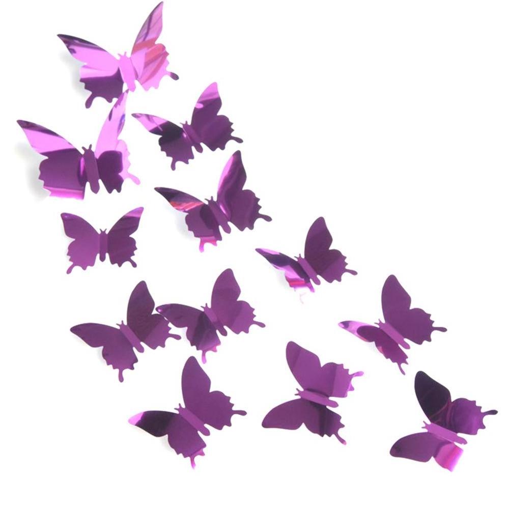 Amazon hot 12Pcs/lot 3D Butterfly Mirror Wall Sticker Decal Wall Art Removable Wedding Decoration Kids Room Decoration Sticker