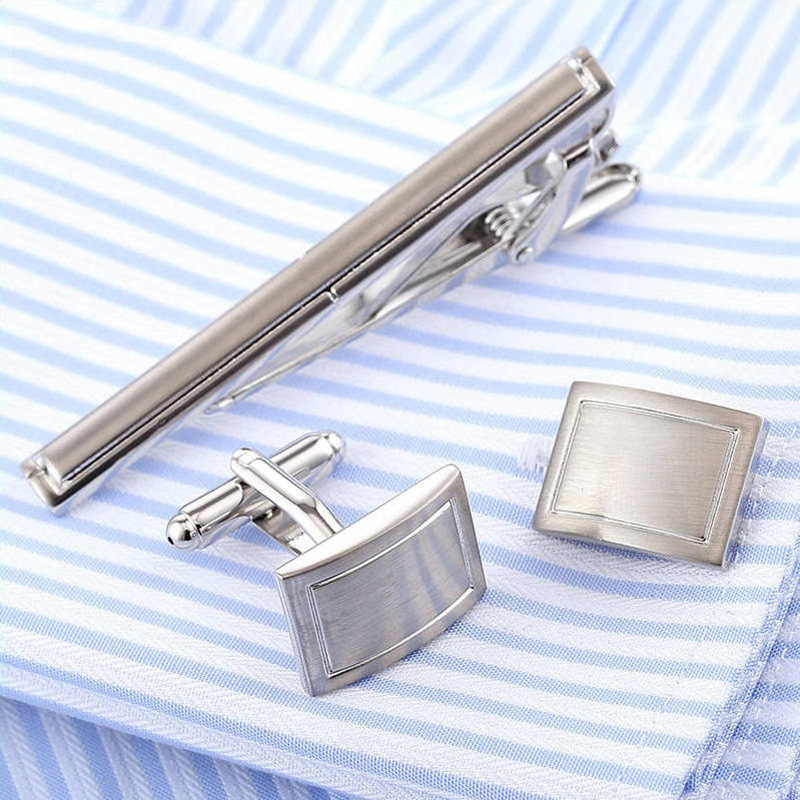 Stylish Cufflinks Tie Clip Set Bar quality Cufflinks Tie Brooches Set cuffs gemelos tie Men jewelry