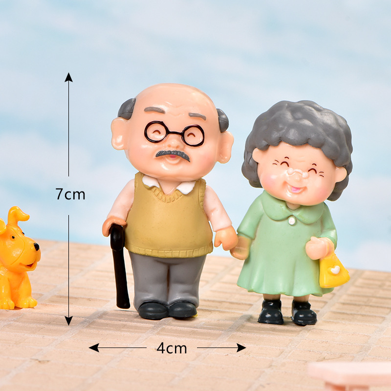 Home desktop Miniature Figurines Fairy Mini Grandma Grandpa Couple Figures Garden Accessories Garden Ornament