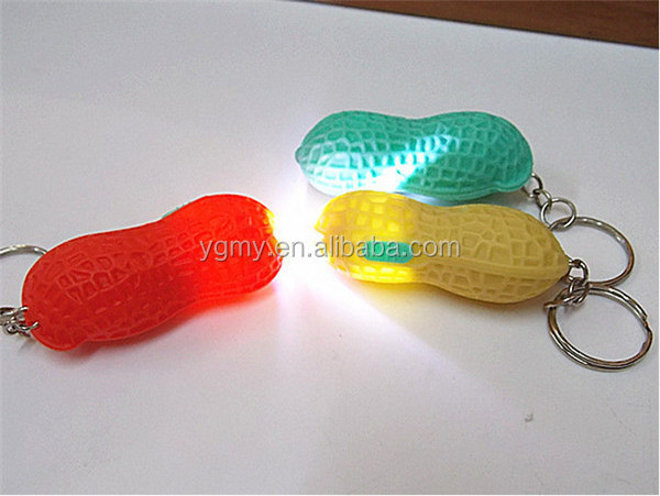 Lowest Price RA LED Cute Bright Mini Peanut Torch Flash light Keychain 1LED Flashlight Gift