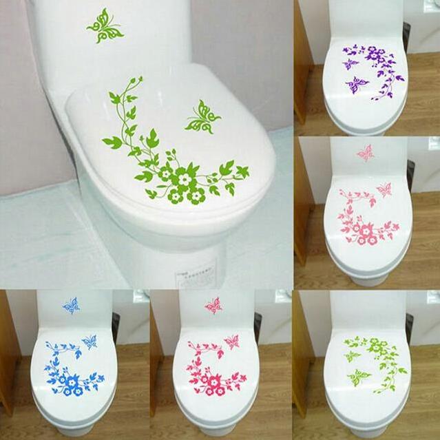 New Butterfly Flower vine bathroom wall stickers home decoration wall decals for toilet decorative sticker