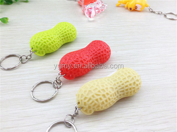 Lowest Price RA LED Cute Bright Mini Peanut Torch Flash light Keychain 1LED Flashlight Gift