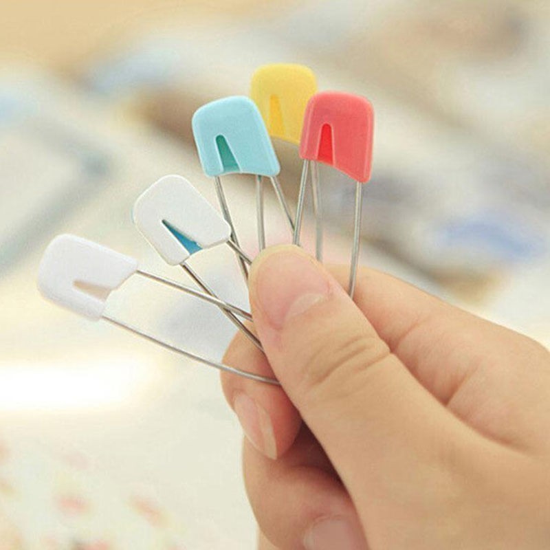 Plastic Head Safety Pins Infant Kids Cloth Locking Brooch Buckles Colorful Safety Pins