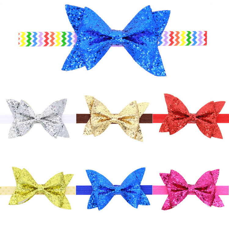 Newborn Shiny Bow Knot Hair band Kids Girls Elastic Bow Headband Kids Hair Accessories Ring hair accessories